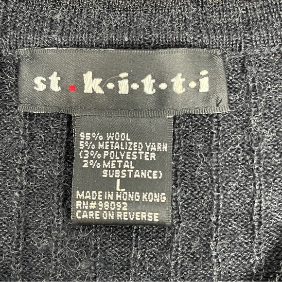 ST KITTI vintage grey wool metallic long sleeve cardigan sweater - Picture 3 of 12